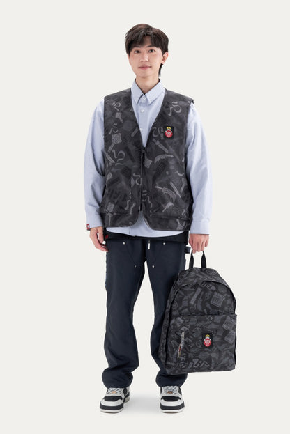 HEA All-Over Print Zip-Up Vest | Unisex Streetwear Sleeveless Casual Waistcoat