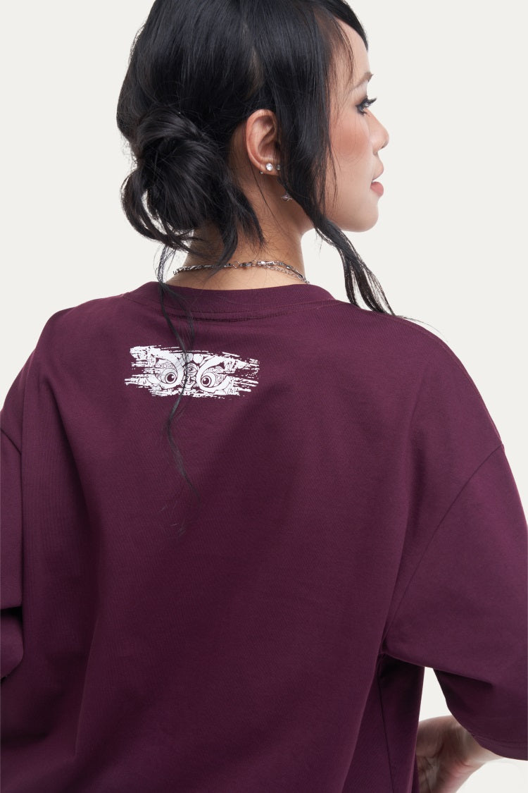 HEA Unisex Oversized Graphic T-Shirt, Crew Neck Cotton Tee with Front & Back Lion Print, Casual Streetwear Top for Men Women
