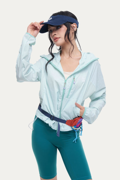 HEA  Lightweight Hooded Outdoor Jacket, Full-Zip Quick-Dry Sun Protection Coat with Thumb Holes