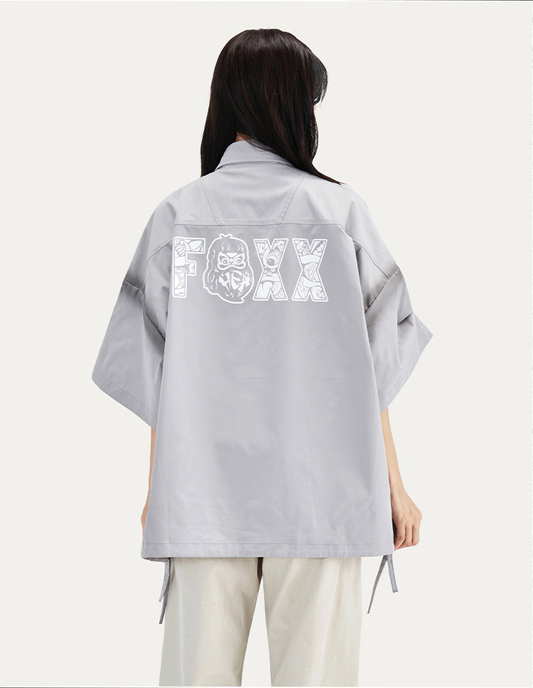 HEA Oversized Shirt with Unique Graphic Print Casual Streetwear Unisex Short Sleeve Shirt
