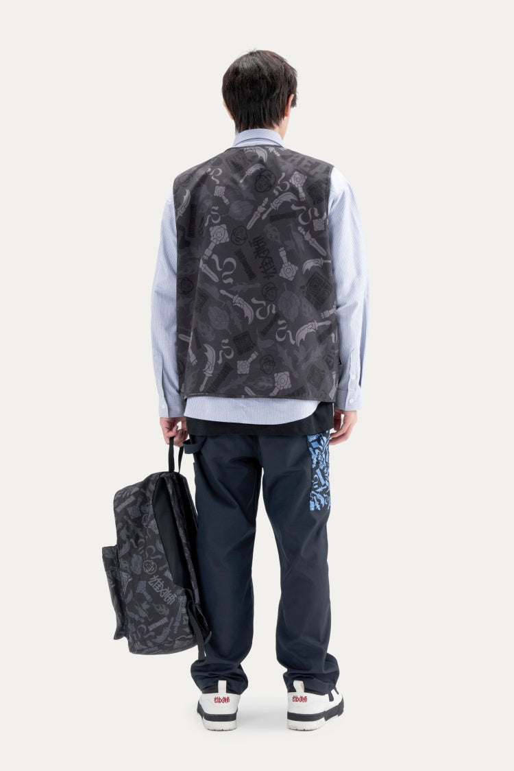 HEA All-Over Print Zip-Up Vest | Unisex Streetwear Sleeveless Casual Waistcoat