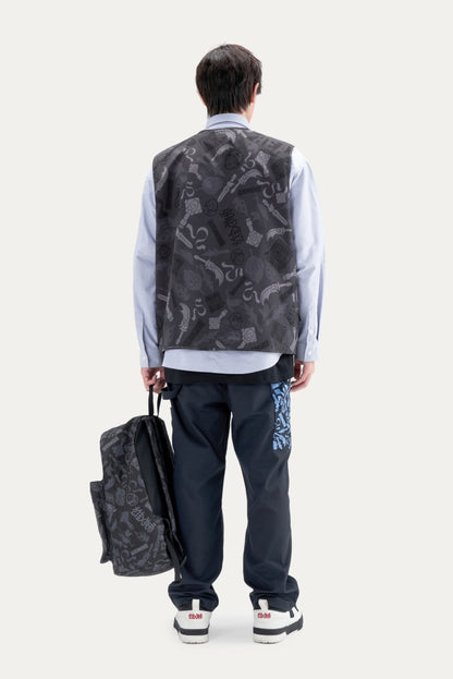 HEA All-Over Print Zip-Up Vest | Unisex Streetwear Sleeveless Casual Waistcoat