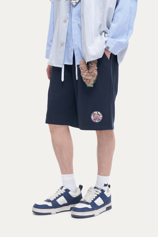 HEA Unisex Solid Color Casual Shorts, Elastic Waist Streetwear Shorts