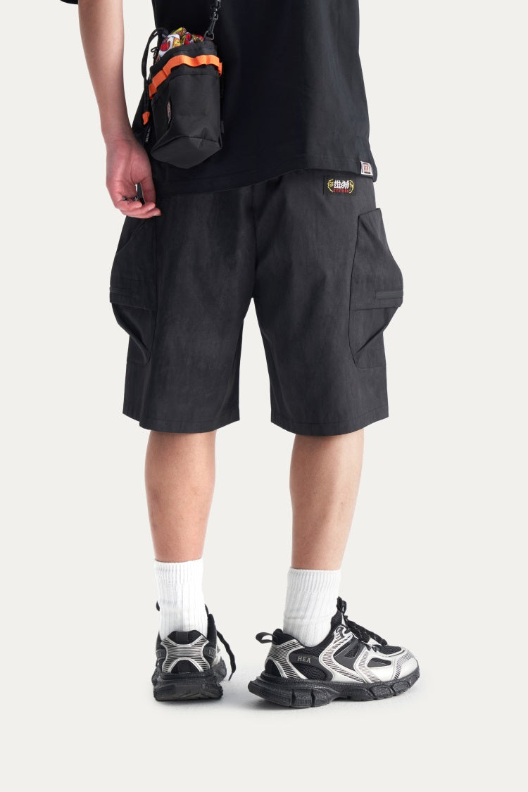 HEA Men’s Oversized Cargo Shorts, Casual Streetwear Multi-Pocket Shorts with Drawstring Wais