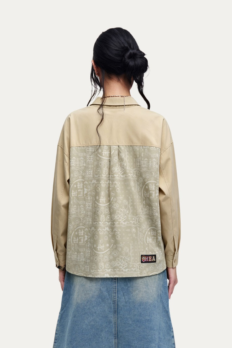 HEA Two-Tone Paisley Print Coach Jacket | Unisex Streetwear Button-Up Windbreaker