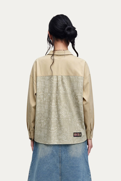 HEA Two-Tone Paisley Print Coach Jacket | Unisex Streetwear Button-Up Windbreaker