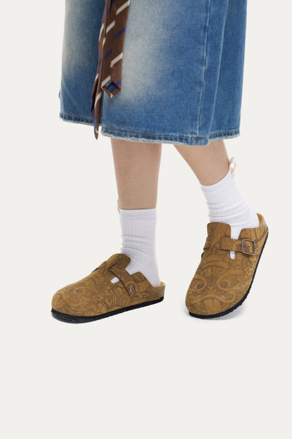 HEA Lion Allover Printed Cork Clogs, Unisex Slip-On Mule Sandals Casual Walking Shoes