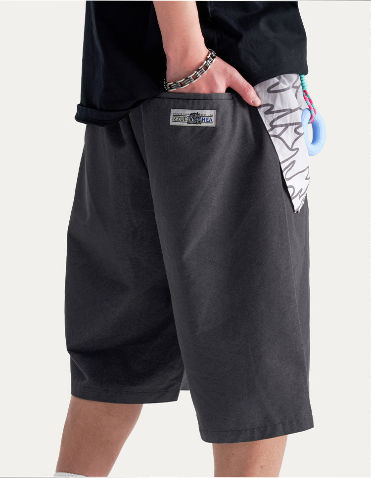 HEA Unisex Solid Color Casual Shorts, Loose Fit Streetwear Shorts