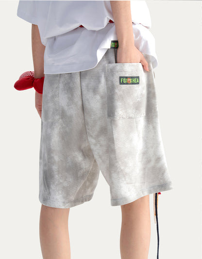HEA Unisex Letter Print Casual Shorts, Elastic Waist Streetwear Shorts