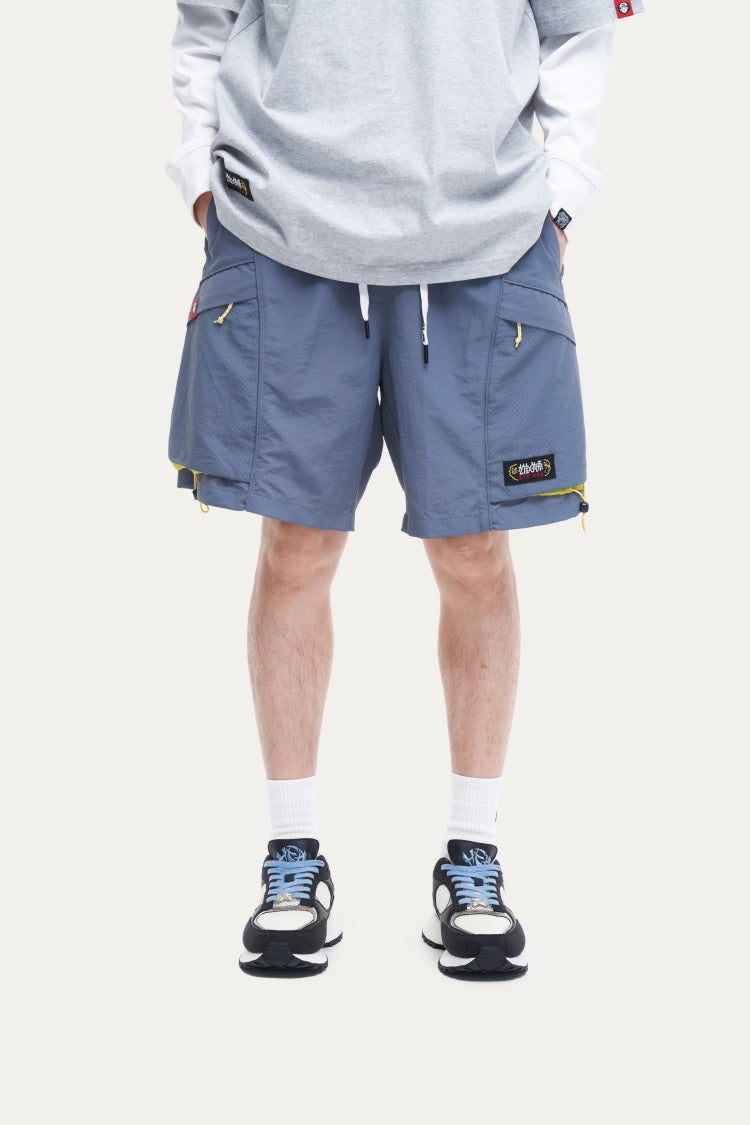 HEA Men’s Lion Head Embroidered Casual Shorts, Breathable Streetwear Shorts with Adjustable Hem