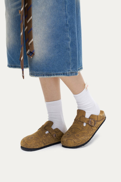 HEA Lion Allover Printed Cork Clogs, Unisex Slip-On Mule Sandals Casual Walking Shoes