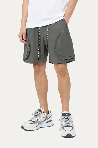 HEA Men’s Lightweight Cargo Shorts, Casual Streetwear Utility Shorts with Lion Head Embroidery