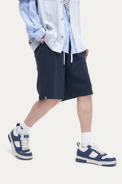 HEA Unisex Solid Color Casual Shorts, Elastic Waist Streetwear Shorts