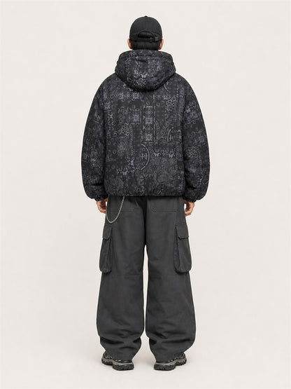 HEA All-Over Print Hooded Puffer Jacket