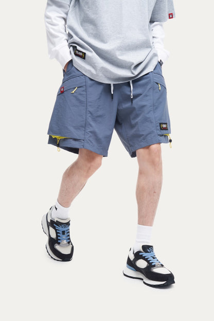 HEA Men’s Lion Head Embroidered Casual Shorts, Breathable Streetwear Shorts with Adjustable Hem