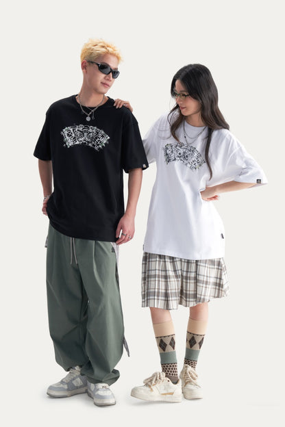 HEA Unisex Heavyweight Cotton Lion Graphic T-Shirt, Oversized Streetwear Short Sleeve Tee