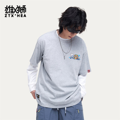HEA Unisex Oversized Graphic T-Shirt, Crew Neck Cotton Tee with Bold Lion Print, Casual Streetwear Top for Men Women