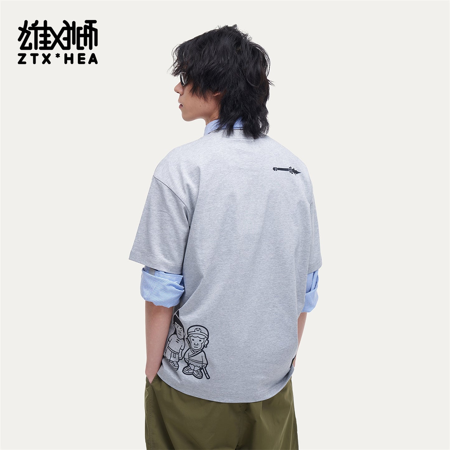 HEA Unisex Oversized Line Art Graphic T-Shirt, Crew Neck Cotton Tee with Minimalist Print, Casual Streetwear Top for Men Women