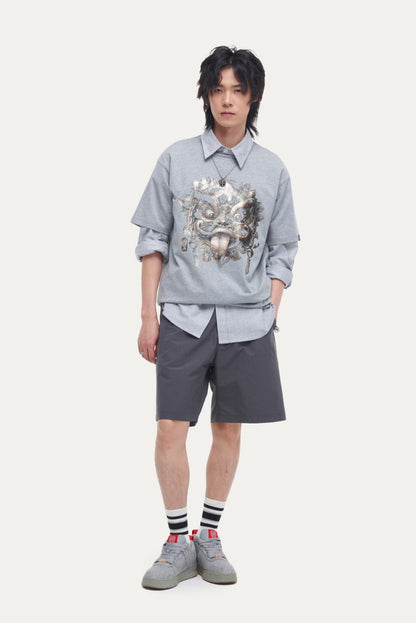 HEA Unisex Solid Color Casual Shorts, Elastic Waist Quick-Dry Streetwear Shorts