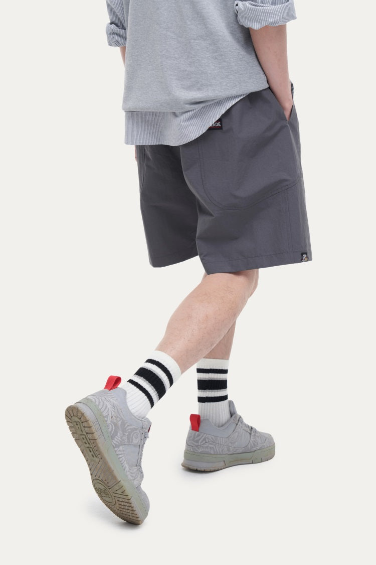 HEA Unisex Solid Color Casual Shorts, Elastic Waist Quick-Dry Streetwear Shorts