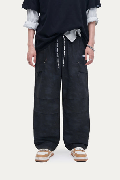 HEA Unisex Camo Print Cargo Pants, Wide Leg Streetwear Trousers