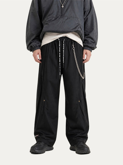 HEA Relaxed Woven Drawstring Pants – Straight Leg Streetwear Trousers