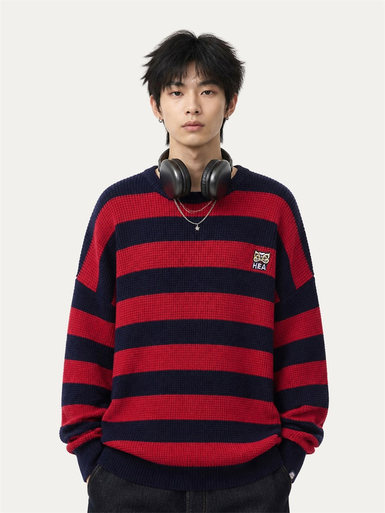 HEA Striped Crewneck Pullover Sweater