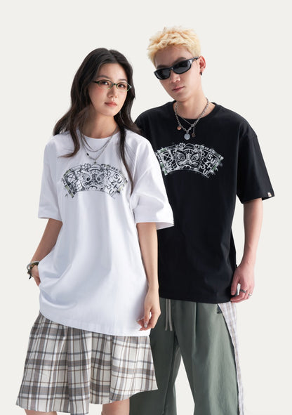 HEA Unisex Heavyweight Cotton Lion Graphic T-Shirt, Oversized Streetwear Short Sleeve Tee
