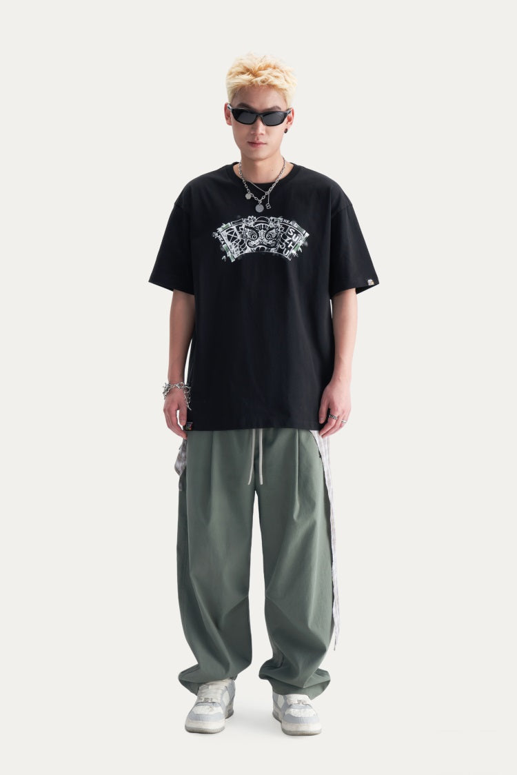 HEA Unisex Heavyweight Cotton Lion Graphic T-Shirt, Oversized Streetwear Short Sleeve Tee