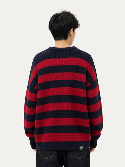 HEA Striped Crewneck Pullover Sweater