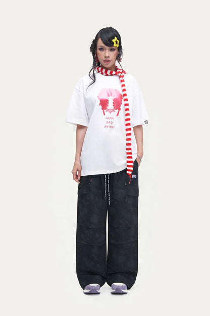 HEA Unisex Camo Print Cargo Pants, Wide Leg Streetwear Trousers