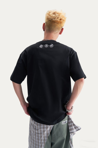 HEA Unisex Heavyweight Cotton Lion Graphic T-Shirt, Oversized Streetwear Short Sleeve Tee