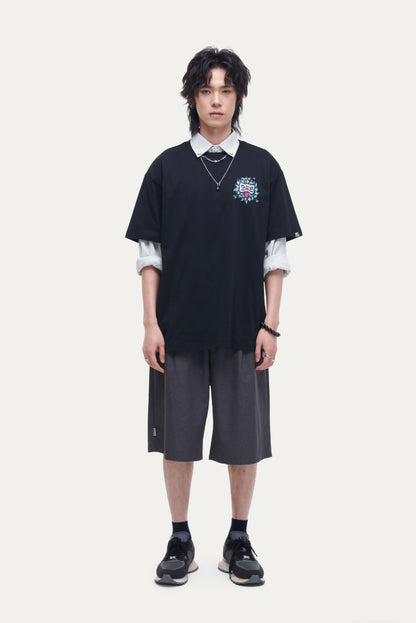 HEA Unisex Heavyweight Cotton Lion Graphic T-Shirt, Oversized Streetwear Short Sleeve Tee