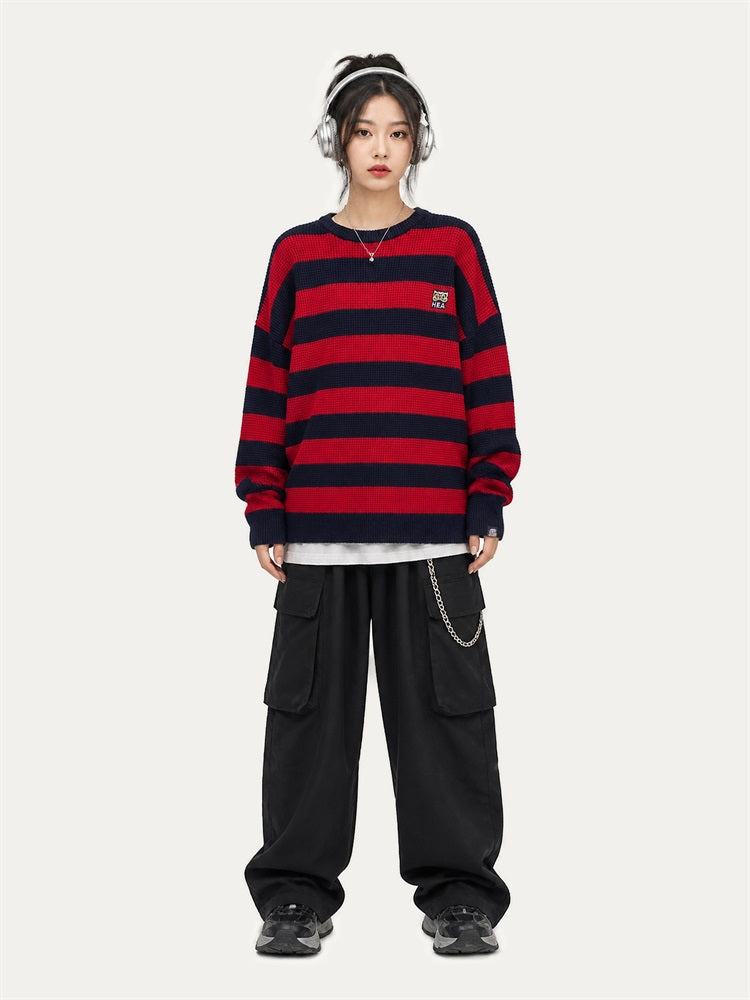 HEA Striped Crewneck Pullover Sweater