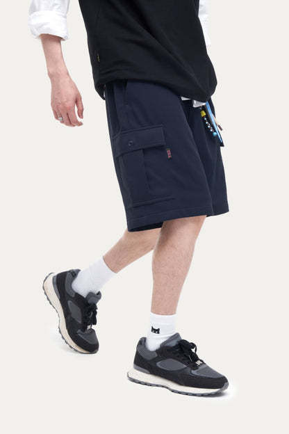 HEA Men’s Textured Cargo Shorts, Casual Streetwear Utility Shorts with Beaded Drawstring