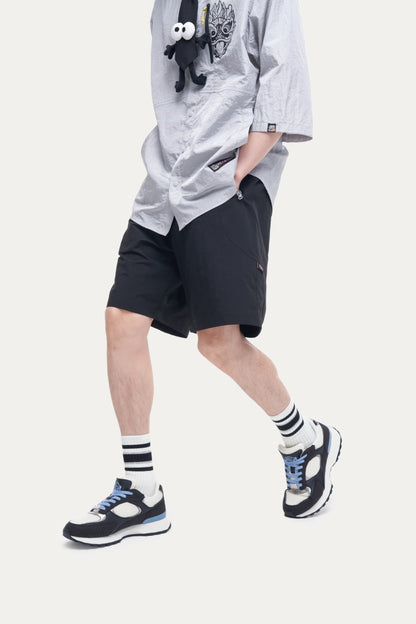 HEA Unisex Solid Color Casual Shorts, Elastic Waist Quick-Dry Streetwear Shorts