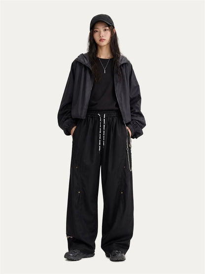 HEA Relaxed Woven Drawstring Pants – Straight Leg Streetwear Trousers