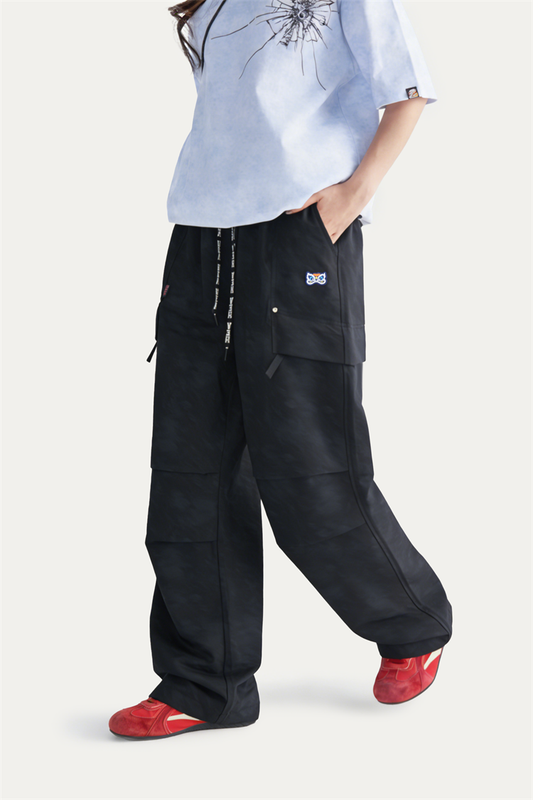 HEA Unisex Camo Print Cargo Pants, Wide Leg Streetwear Trousers