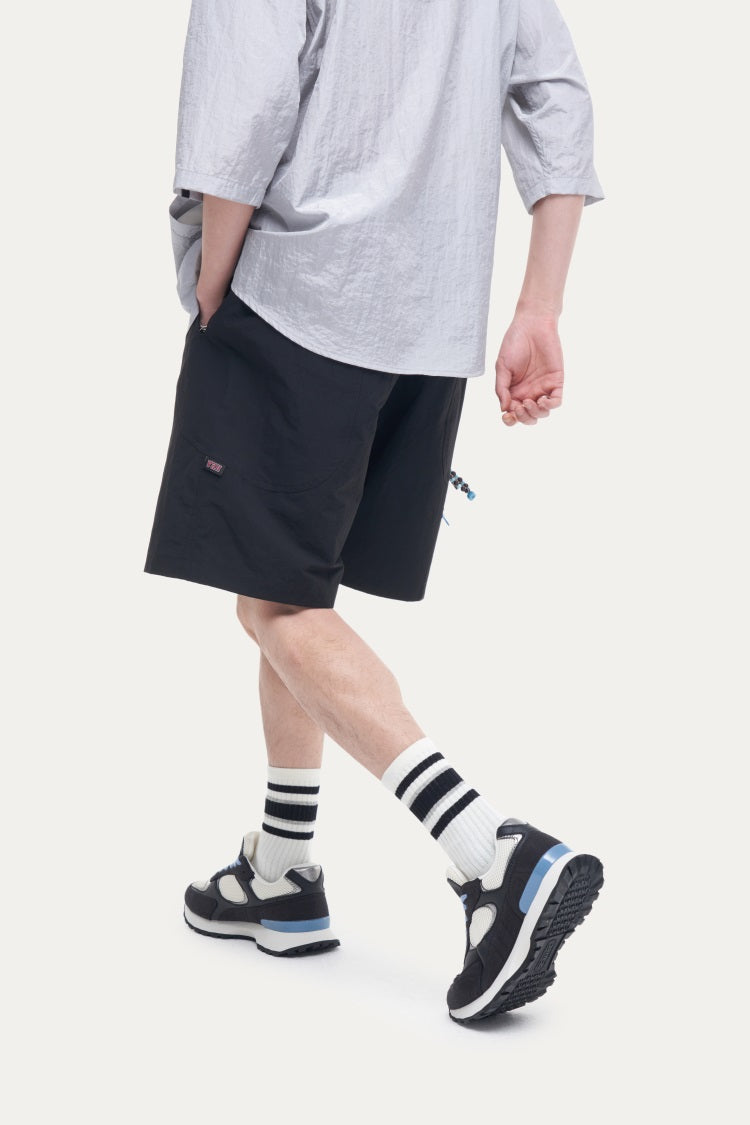 HEA Unisex Solid Color Casual Shorts, Elastic Waist Quick-Dry Streetwear Shorts