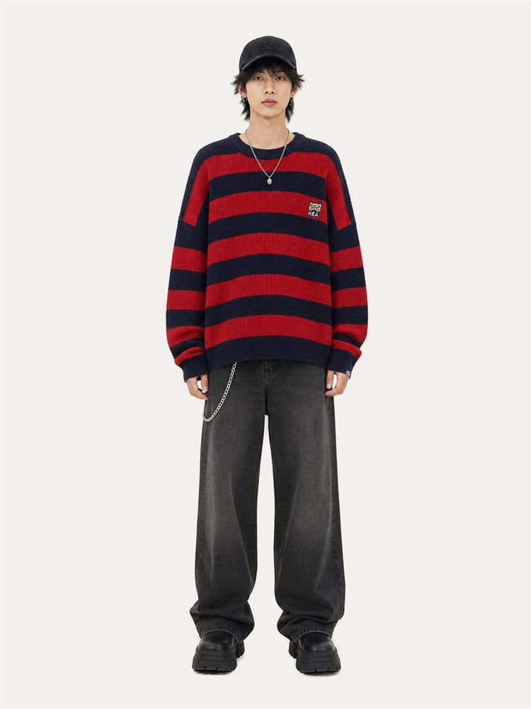 HEA Striped Crewneck Pullover Sweater