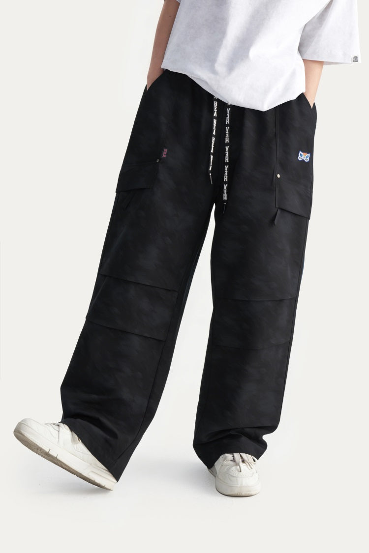 HEA Unisex Camo Print Cargo Pants, Wide Leg Streetwear Trousers