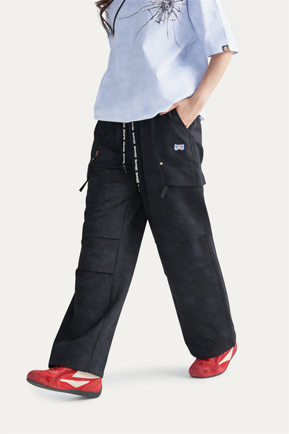 HEA Unisex Camo Print Cargo Pants, Wide Leg Streetwear Trousers