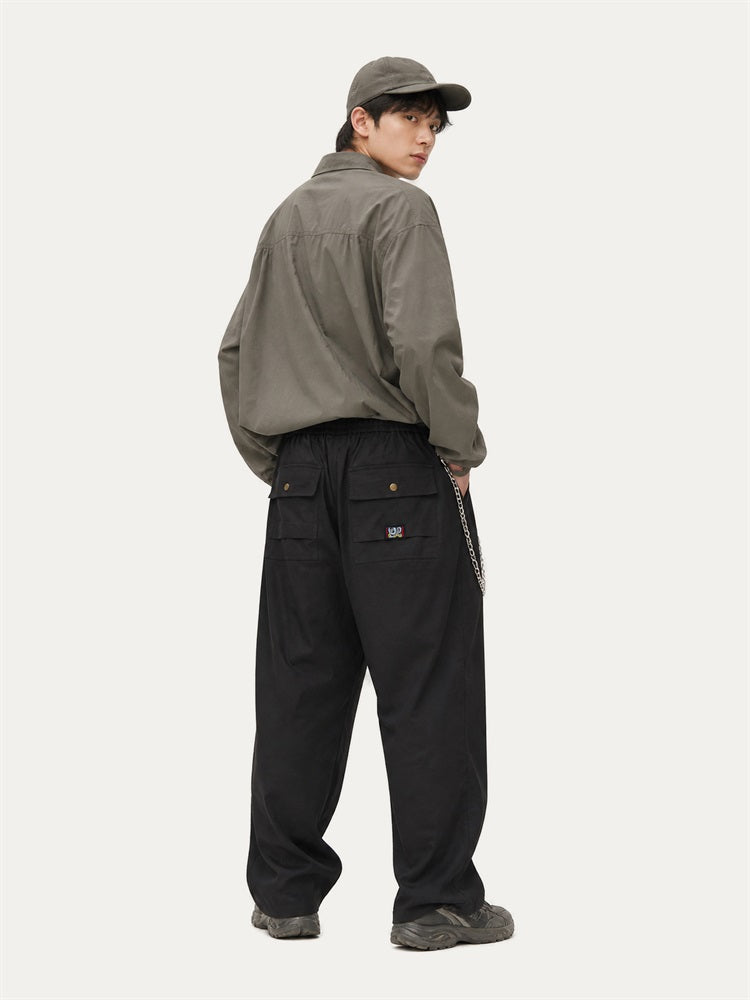 HEA Relaxed Woven Drawstring Pants – Straight Leg Streetwear Trousers