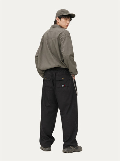 HEA Relaxed Woven Drawstring Pants – Straight Leg Streetwear Trousers