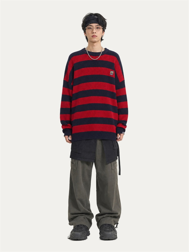 HEA Striped Crewneck Pullover Sweater