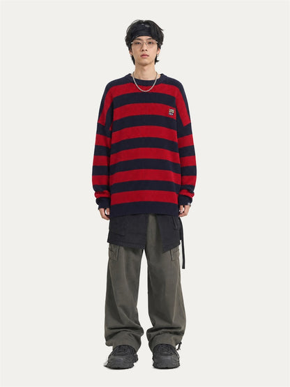 HEA Striped Crewneck Pullover Sweater