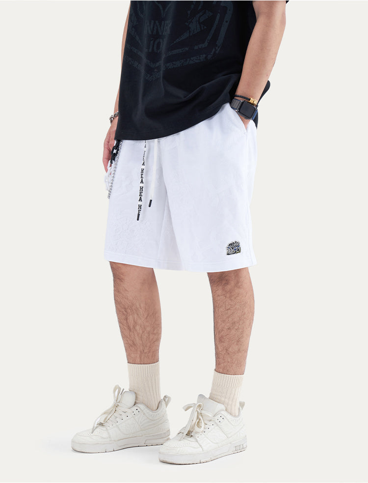 HEA Unisex Lion Allover Print Casual Shorts, Elastic Waist Streetwear Shorts
