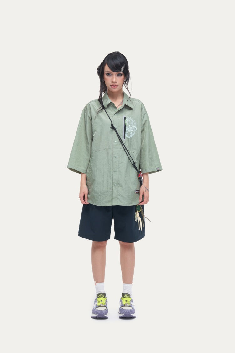 HEA Unisex Solid Color Casual Shorts, Elastic Waist Quick-Dry Streetwear Shorts