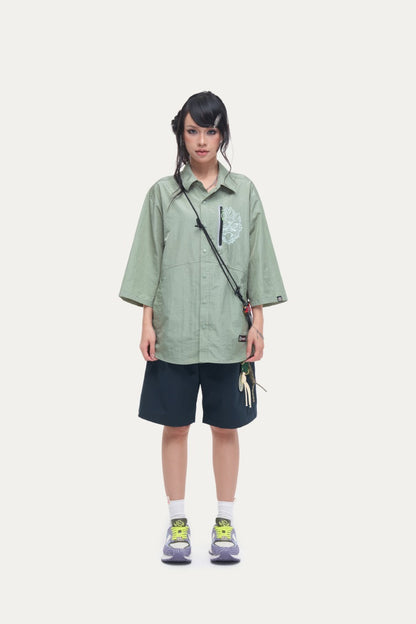 HEA Unisex Solid Color Casual Shorts, Elastic Waist Quick-Dry Streetwear Shorts