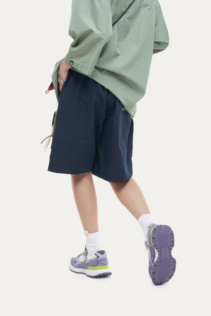 HEA Unisex Solid Color Casual Shorts, Elastic Waist Quick-Dry Streetwear Shorts